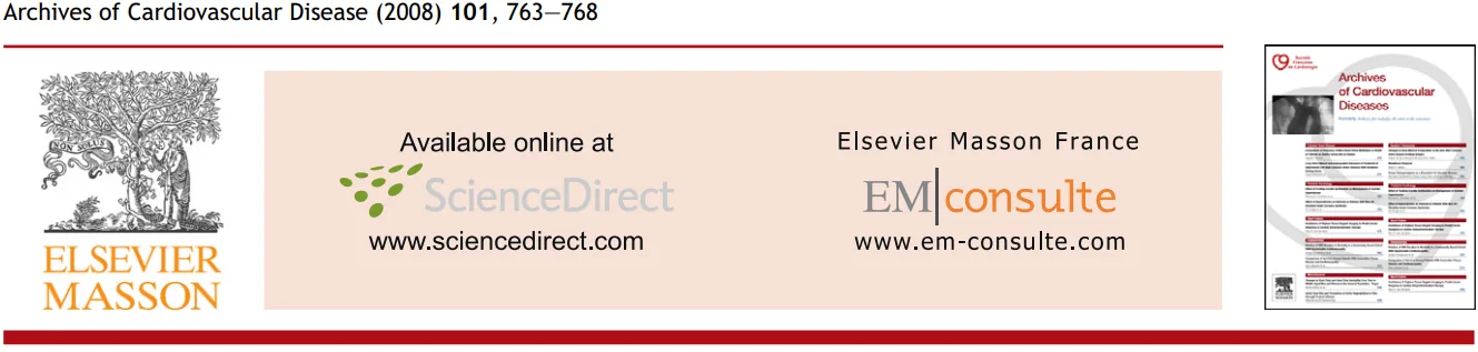 En-tête de la revue Archives of Cardiovascular Disease (2008), Elsevier Masson